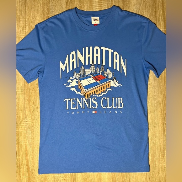 Manhattan Tennis Club Tommy Jeans Blue TShirt S - Picture 1 of 2